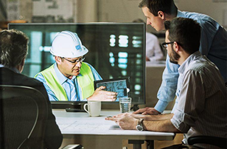 Construction consulting meeting with engineers